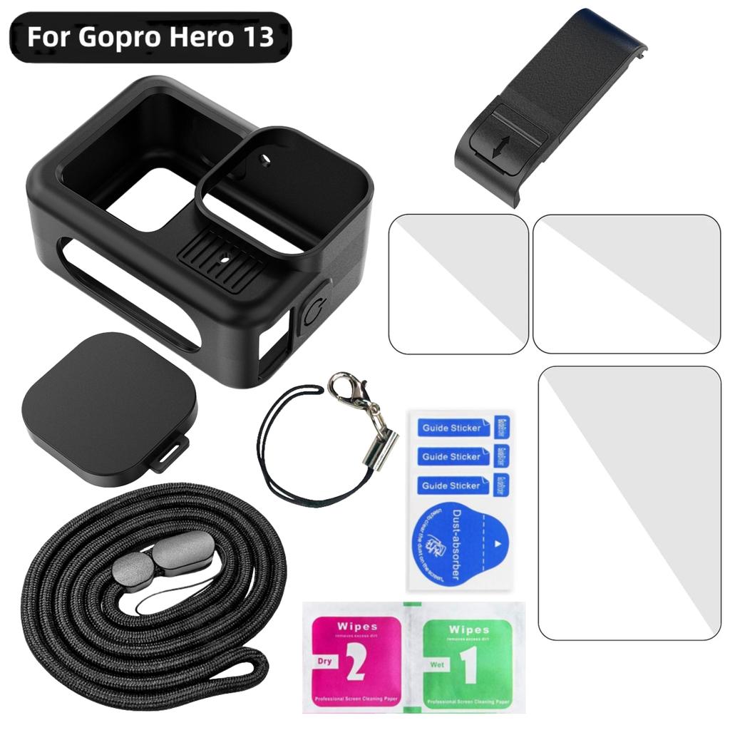 For Gopro Hero 13 Black Accessories Case Protective Housing Shell Protector Rubber Silicone Lens Cap Strap For Go Pro Hero13