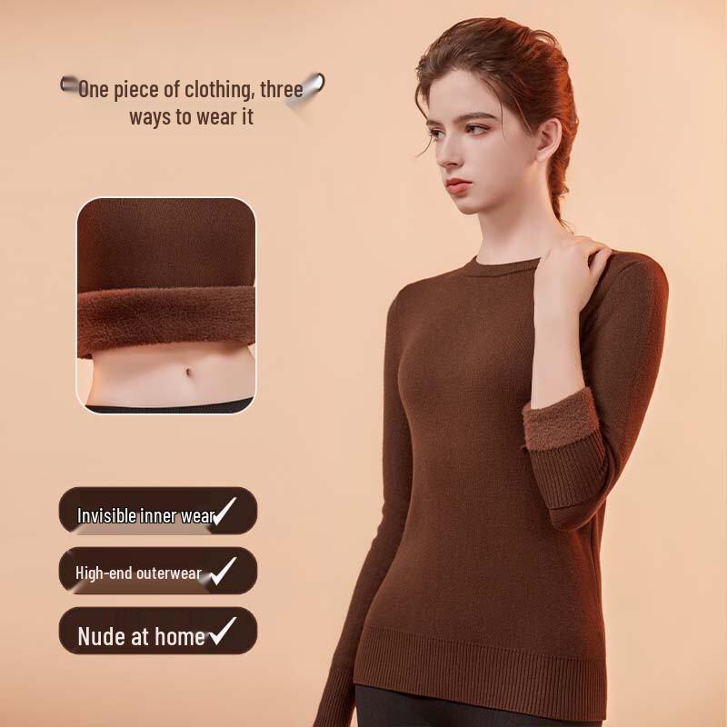 MOXTOC Women's Thickened Slim-Fit Thermal Fleece Baselayer Top