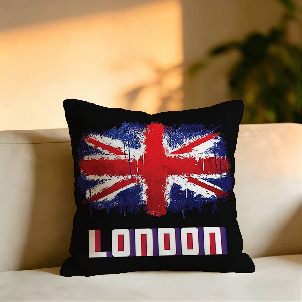 Britische Künstlerische Flagge Quadrat Doppelseitig bedruckte Kissenhülle Schlafzimmer Nachttischkissen Sofakissenbezug