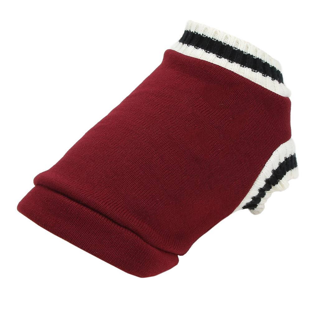 Pet Knitwear V Neck College Style Dog Knitted Autumn and Winter Vest for Cat Dog Rabbits ChinchillaWine Red M
