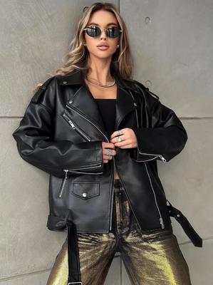 2026 European-Style Women's Oversized Leather Jacket - Autumn New Arrival
