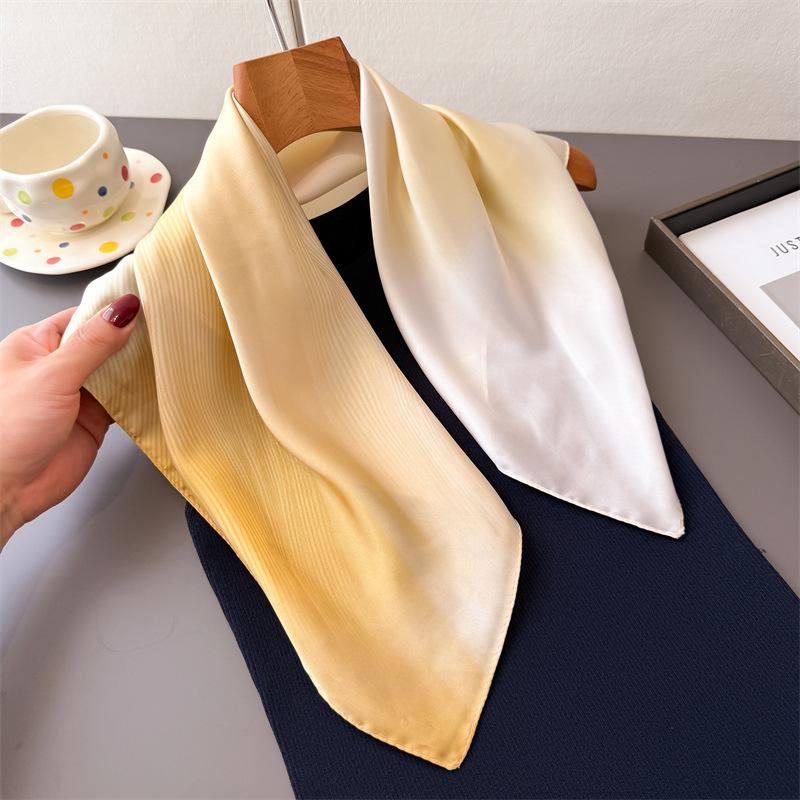 Gradual Change Simple Simulation Silk Printing Square Scarf Shawl Scarf High Sense Neck Small Square Scarf Headscarf Silk Scarf Women