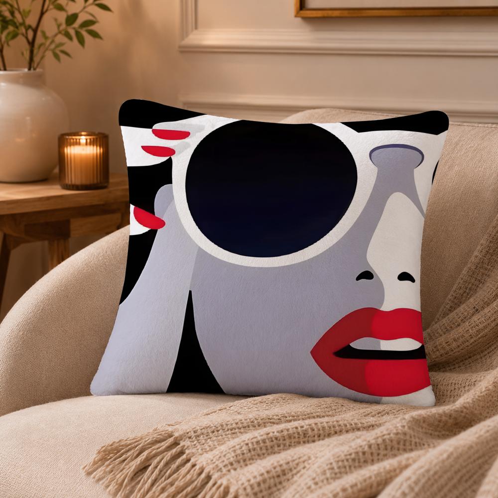 Pop style modern girlcreativity, fashion Cushion Cover Anti-dustmite Pillowcase Invisible zipper silky short plush Sofa cushion