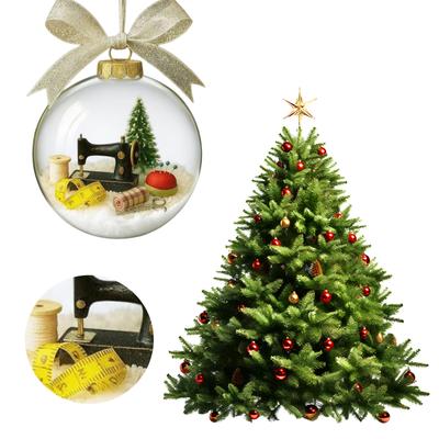 Sewing Machine Themed Transparent Ball Christmas Decor Ball Craft Decor Holiday Sewing Snow Globe Ornament for Indoor Wall Door