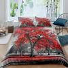 Tree of Life Duvet Cover Set, Maple Tree Bedding Sets,Gothic Nature Branch Comforter Cover Red Tree Quilt Cover King Size 2/3pcs