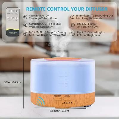 Diffuser For Home 500ML Home Aromatherapy Diffuser  Essential Oil Ultrasonic Diffuser With Remote Control  7 LED Color Changing