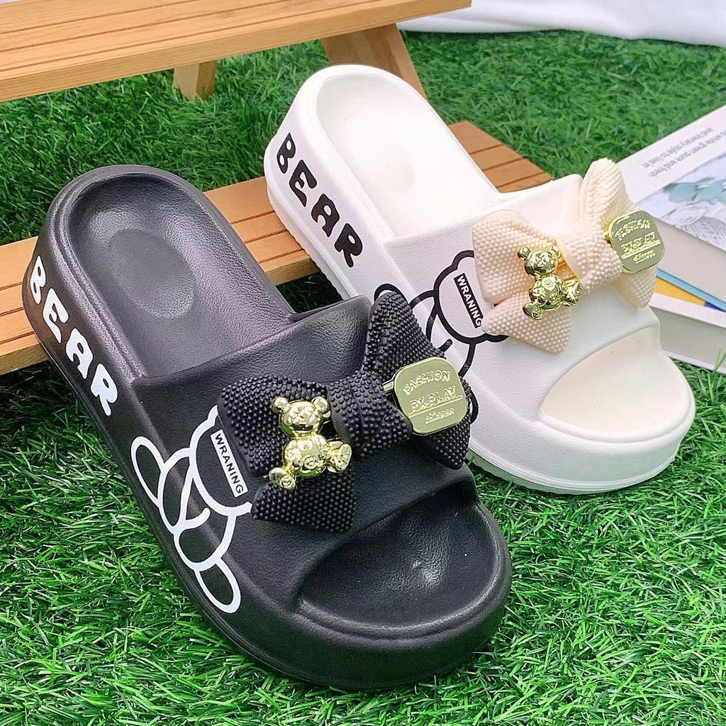 Slippers Women's New Thick-soled Bear Bow EVA Slippers Women's Spring and Summer Fashion One-word Slippers