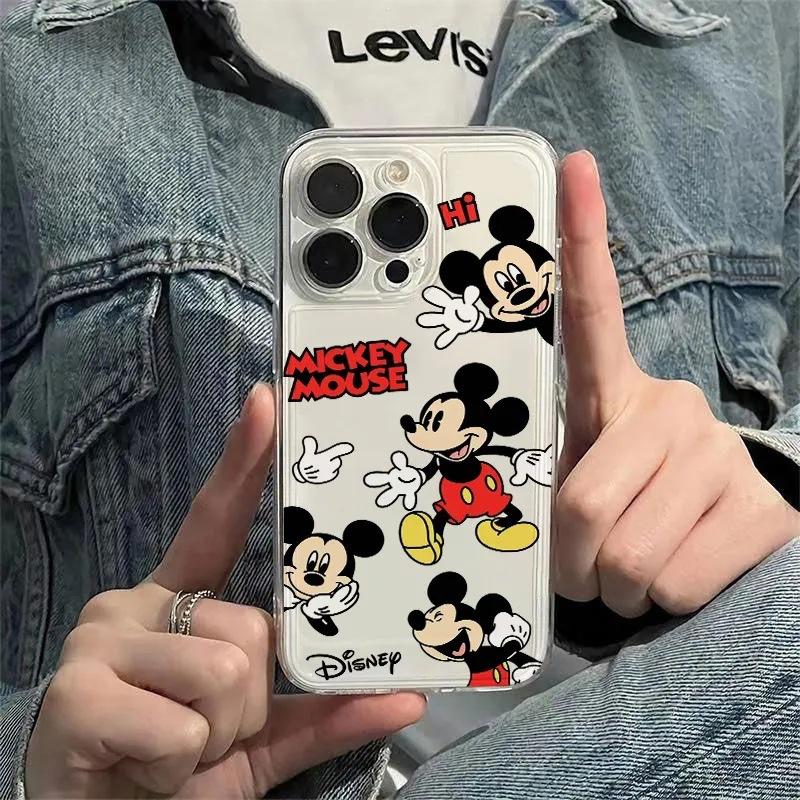 Mickey Cartoon Apple 15/14/13 Phone Case 14Promax Transparent 15Pro Soft Cute 11/12 All Inclusive
