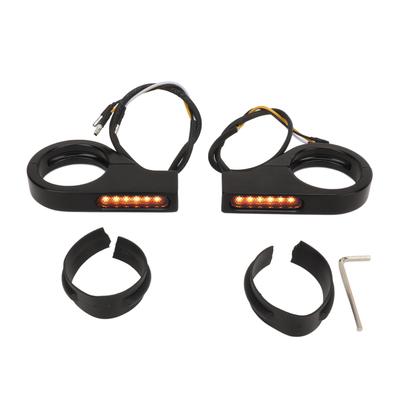 Front Fork LED Turn Signal Light High Brightness Stability Fork Clamp Indicators Lights for 41MM Fork Black Shell