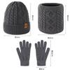 Warm Winter Knit Beanie Set Men Alpaca Wool Hat Scarf Gloves 3-Piece Outdoor Cycling Accessory
