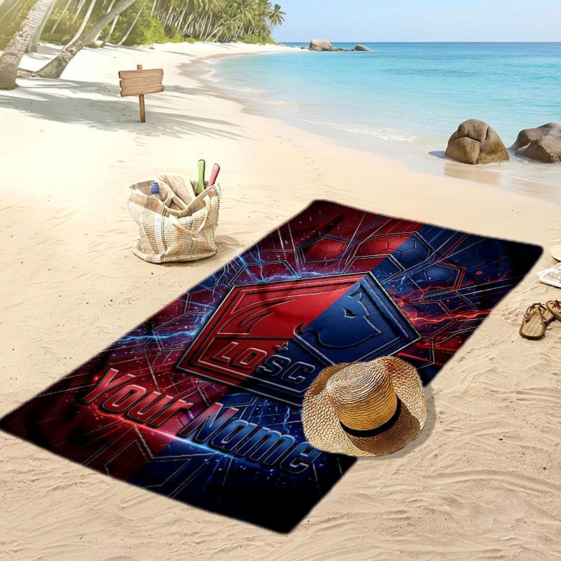 LOSC Lille Personalized Printed Beach Towel Soccer Logo Support Custom Name Text Absorbent Towel For Sport Travel Special Gift