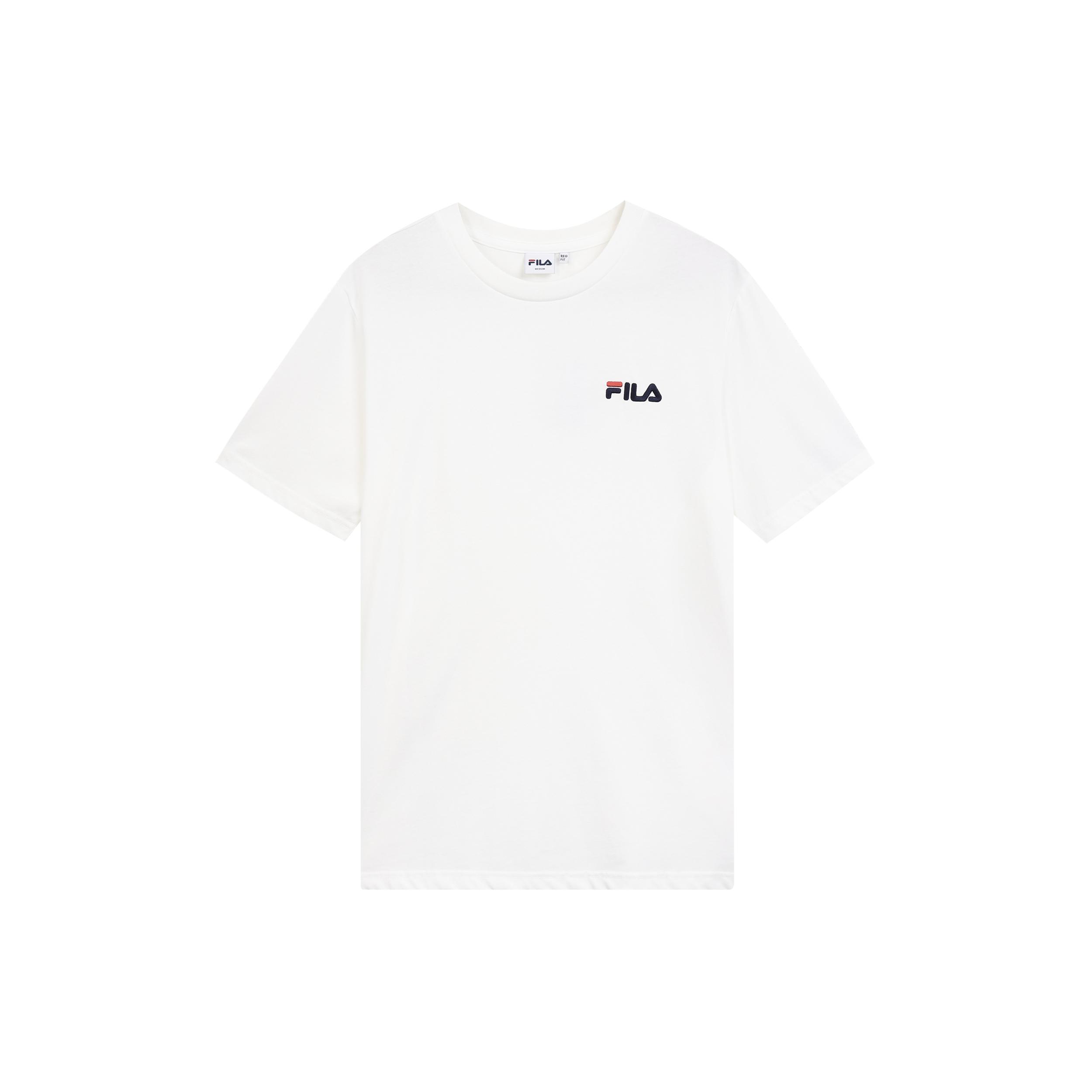 FILA T Shirts Unisex White Crew Neck Moderate Straight Fit FS2RSF2101X-OWH 110