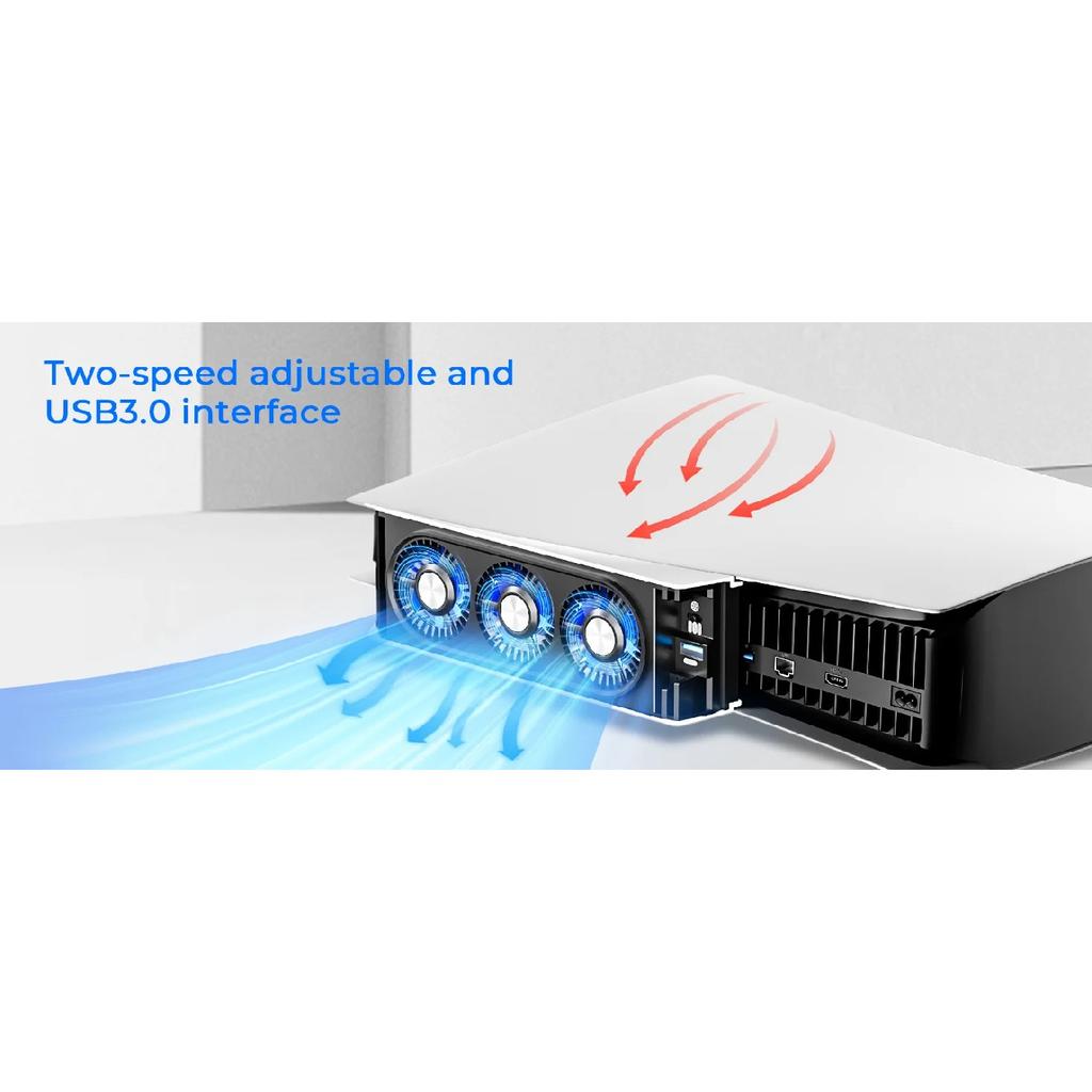Ventola di Raffreddamento PS5 con Luce LED, Sistema di Raffreddamento Silenzioso ed Efficiente per PS5 Cooler, 3 Velocità della Ventola, Compatibile con Edizione Digitale e con Disco PS5