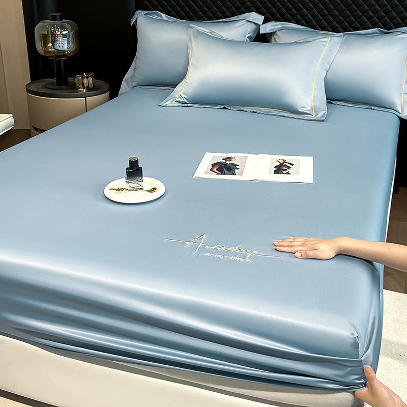 Summer Ice Silk Bed Sheet Single Piece Mattress Protector 25 New Solid Color Bed Cover Dust Cover Summer Sheet