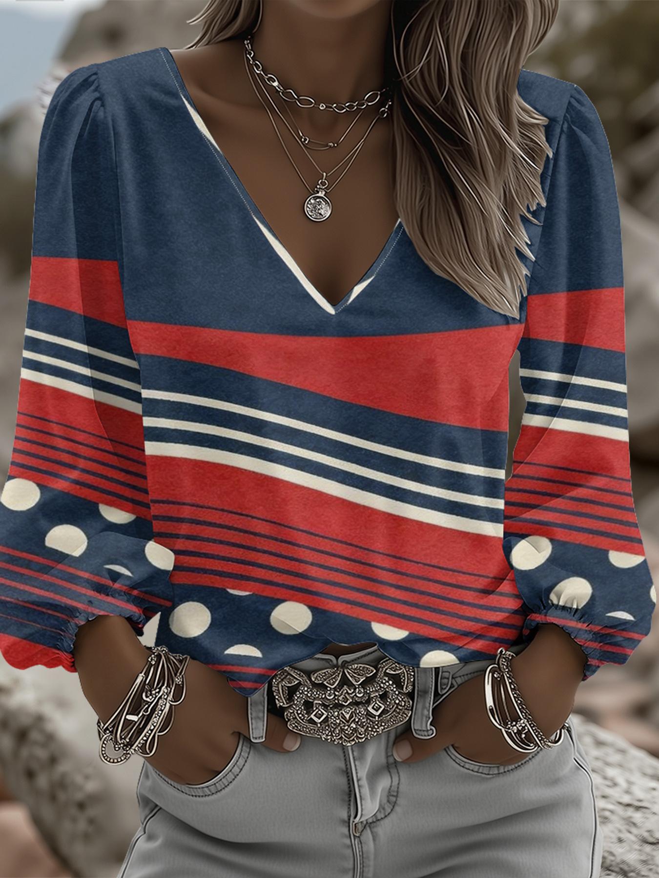 

Retro ethnic V-neck women s long-sleeved top with lantern sleeve totem print, loose and slimming long-sleeved top with Bohemian design XXL