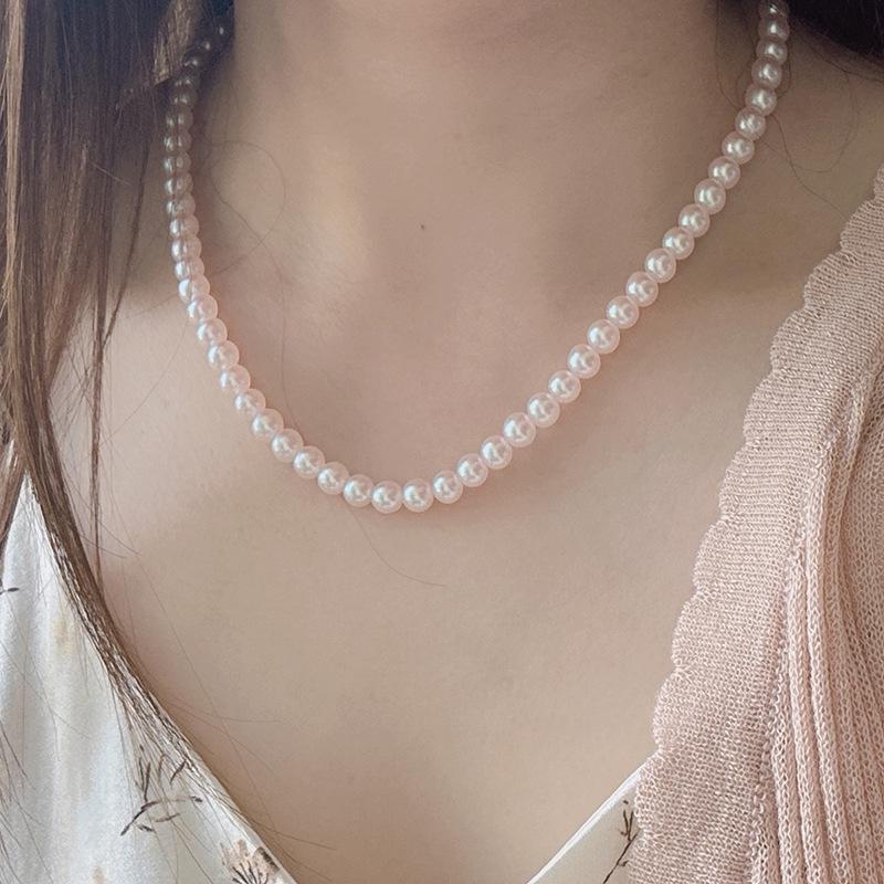 Cherry Blossom Pink Pearl Necklace: Elegant, Lustrous, Perfectly Round - Ideal for Spring & Versatile for Women