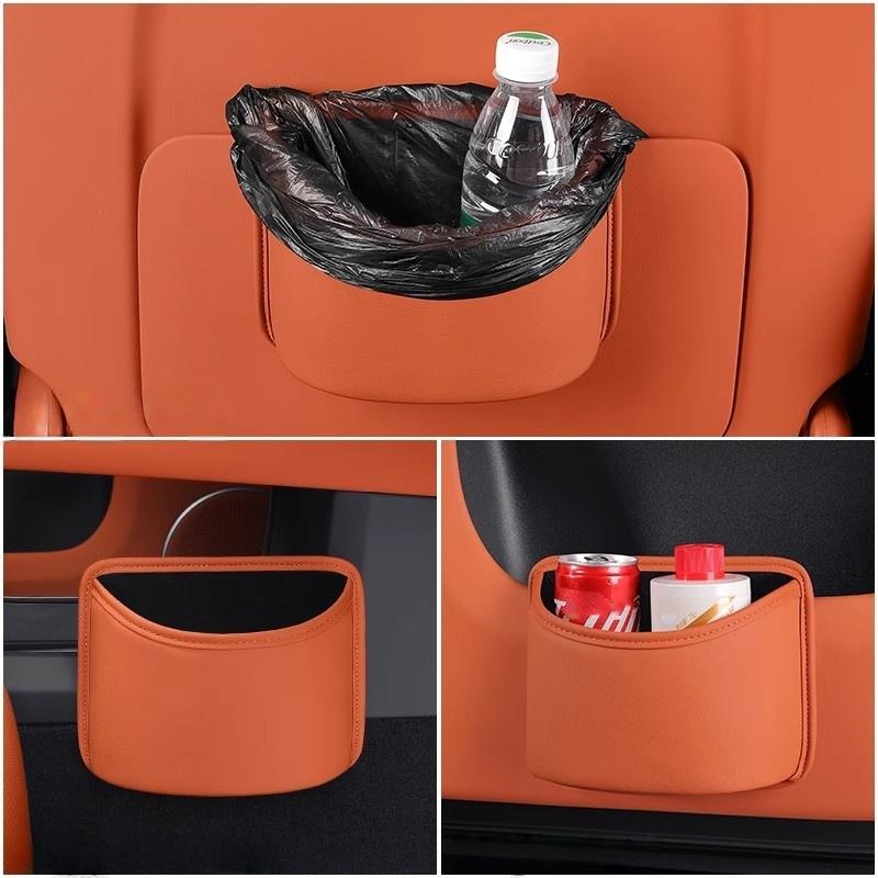 PU Leather Car Storage Box, Multifunctional Portable Trash Can, Suitable for Door Side Car Seat Back Hanging Organizer