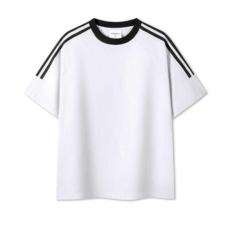 JIAOXIU Sporty Three-Stripe Patchwork T-Shirt