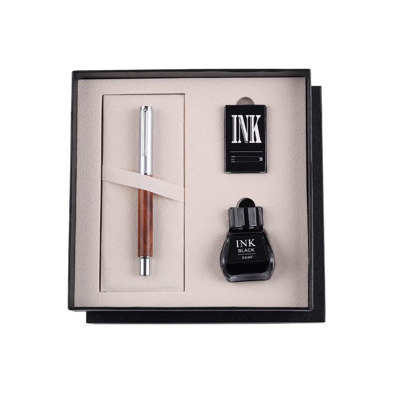 Ebony Rosewood Metal Fountain Pen