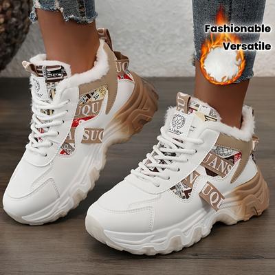 Scarpe Invernali Trendy Casual Foderate in Pile Versatili Moda Suola Spessa da Donna per Ufficio Studente Outdoor Scarpe da Donna, Scarpe da Donna, Sneakers