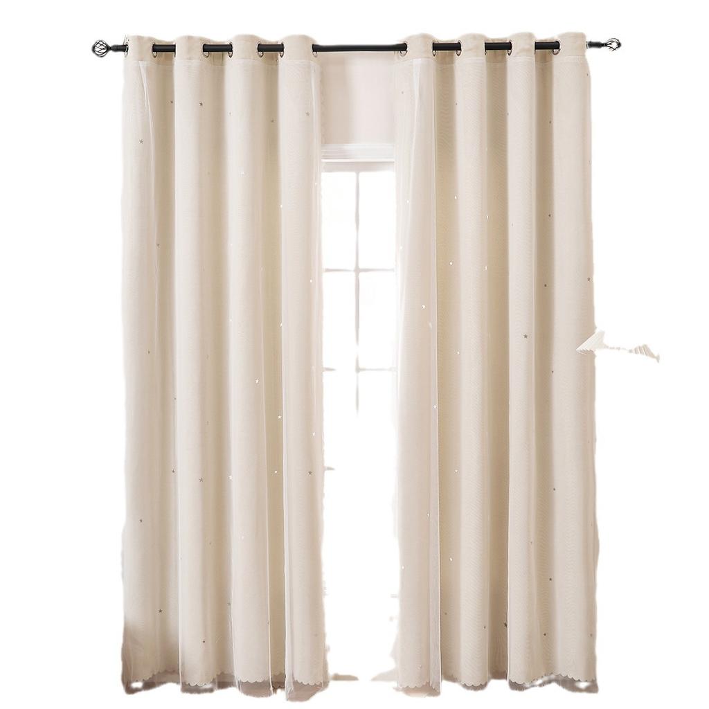 Children'S Room Blackout Curtain Double Hollow Stars Gradually Change Rainbow Internet Celebrity Princess Wind Bedroom Bay Window