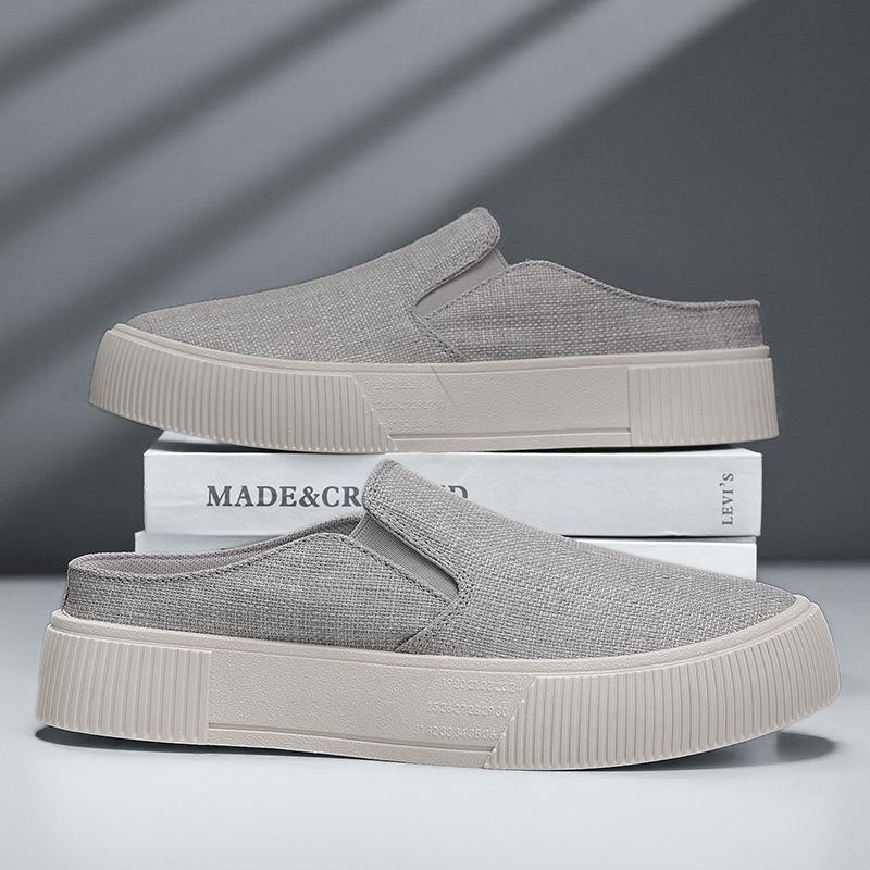 Summer Mesh Breathable Men's Shoes Trend Versatile Comfortable Simple Half Tray Fashion Board Shoes Personalized Black Pedal