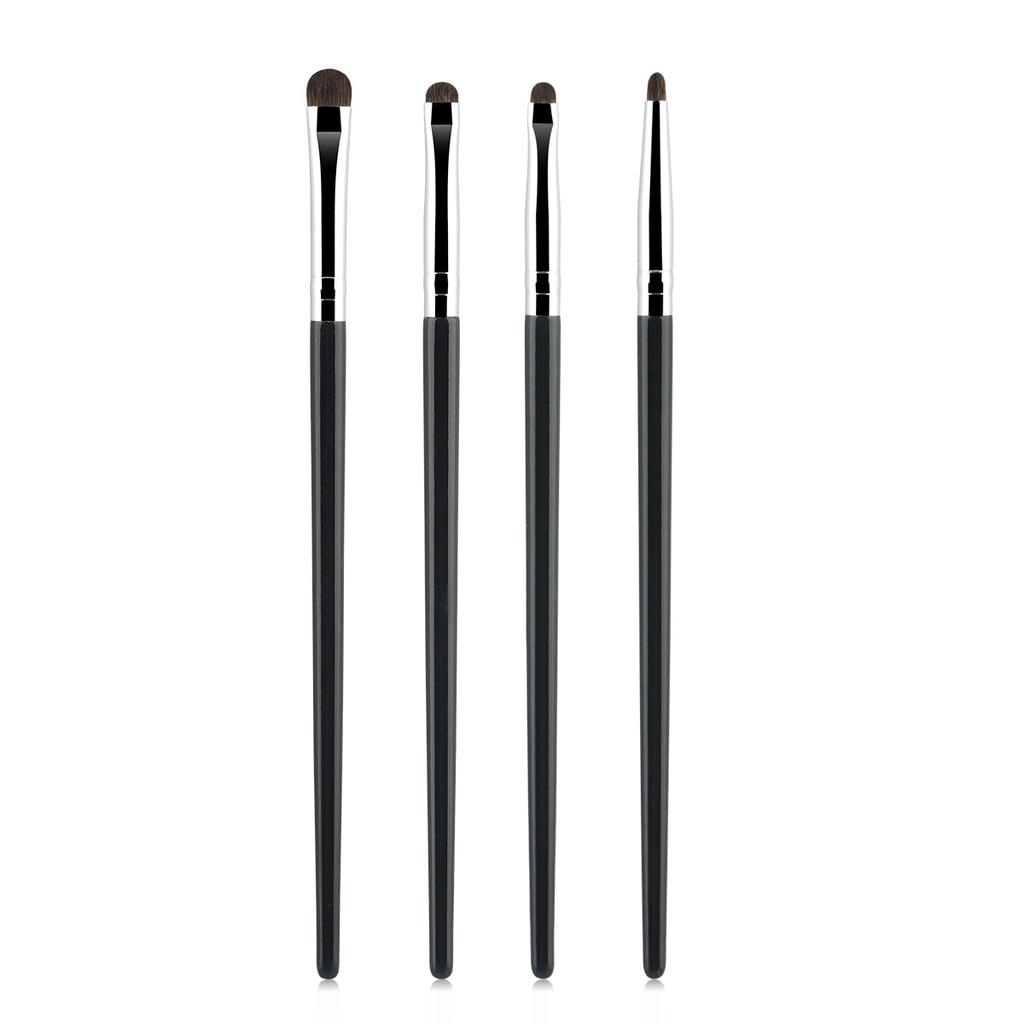 4-teiliges Set, Feine Detail-Pinsel aus Pferdehaar für Lidschatten & Eyeliner, Präziser Make-up-Auftrag