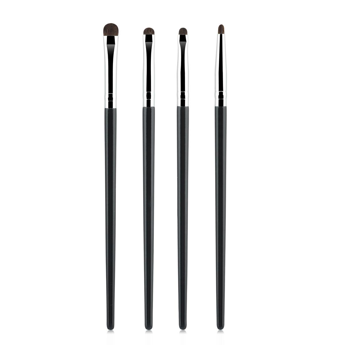 

4-Piece Set, Fine Detail Horse Hair Eye Brushes For Eyeshadow & Eyeliner, Precision Makeup Application