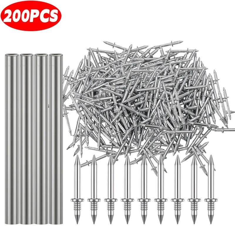 Double-Headed Non-Marking Nails Thread Invisible Metal Screw Fasteners Skirting Boards Nails No Trace Fixator with Sleeve Tools