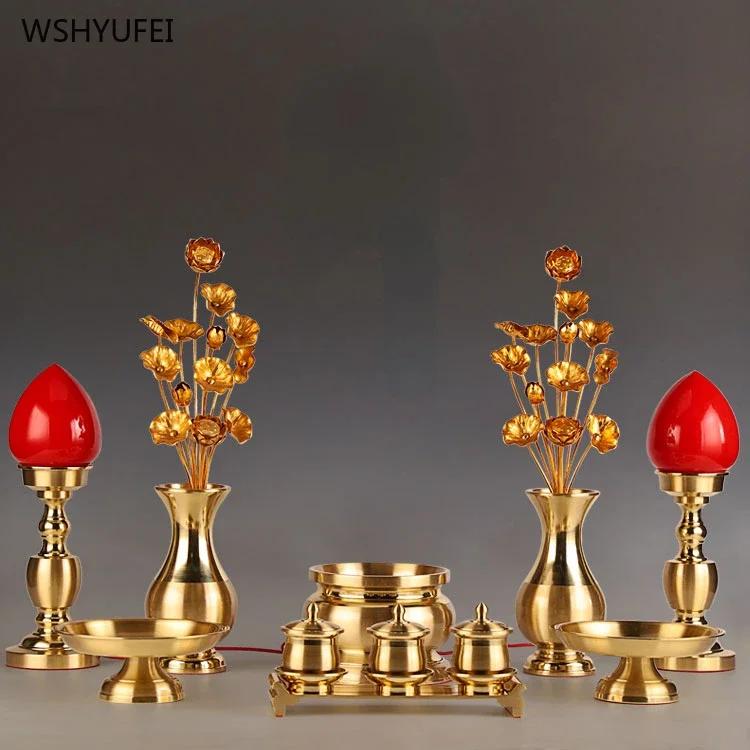 2pcs All Copper Simulated Candlestick Supply Buddhist Temple Supplies Living Room Home Furnishings Pray for Auspiciousness