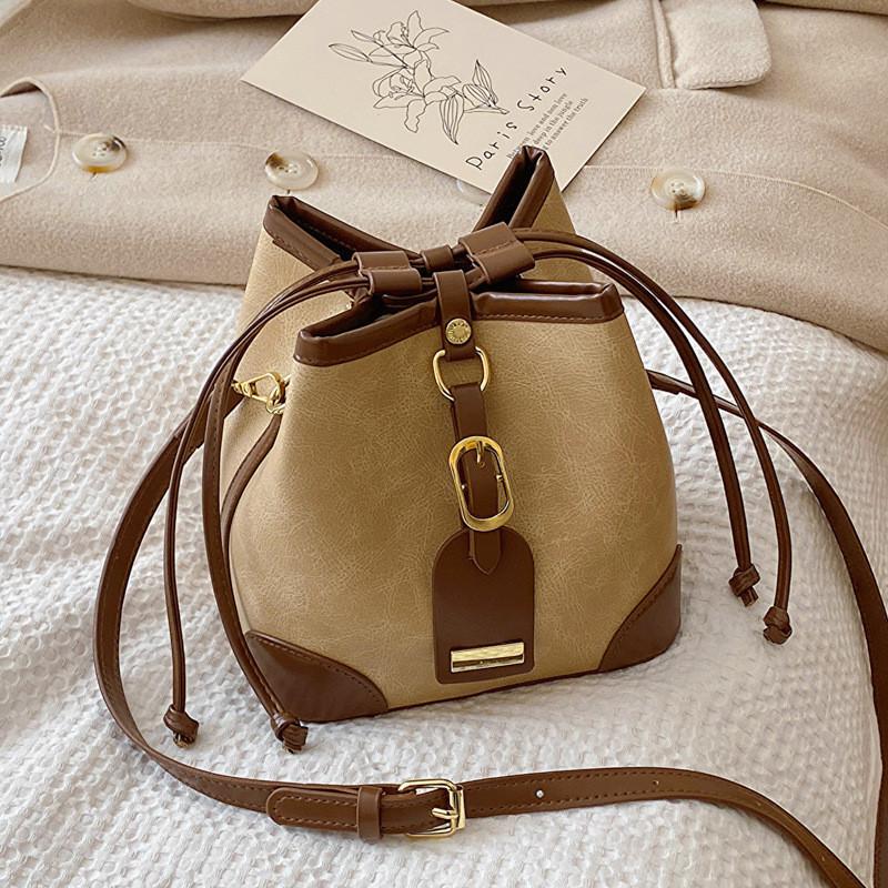 Модная городская шикарная сумка-ведро для женщин, вместительная, из мягкого ПУ-материала коричневый