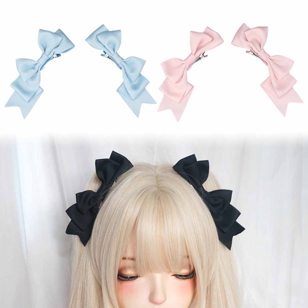 Fashion Kawaii Handmade Bow Hairclip Woman Sweet Anime Lolita Hairpin Cosplay Headdress JK Uniform Hair Accessories Xmas Gifts