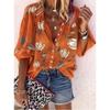 Damen Hemd Top mit Print und Stehkragen, Lässiges Oversize Hemd für Damen