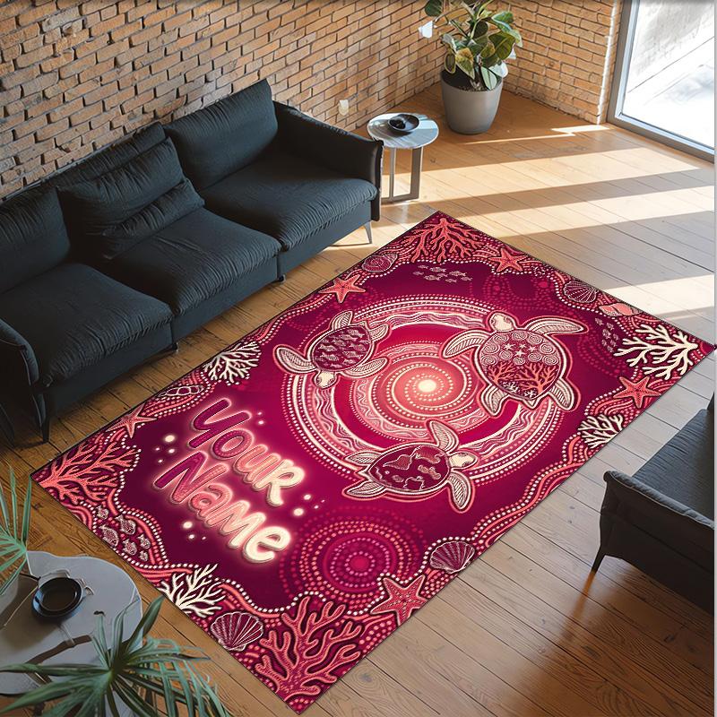 Mermaid Underwater Theme Crystal Velvet Rug Personalized Custom Name Text Soft Floor Mat Home Decor