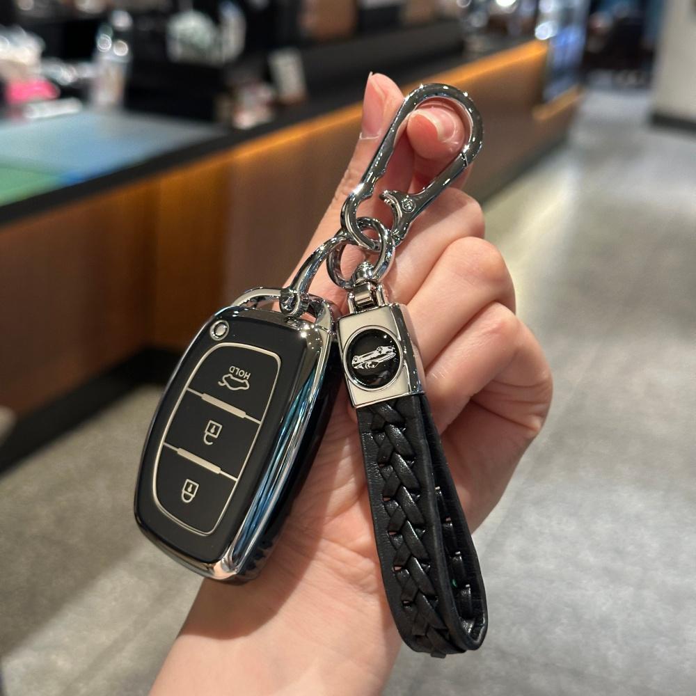 Car Key Case Cover with Handmade Lanyard For Hyundai Ioniq 2017-2019, only fit for the car key shown in the image.