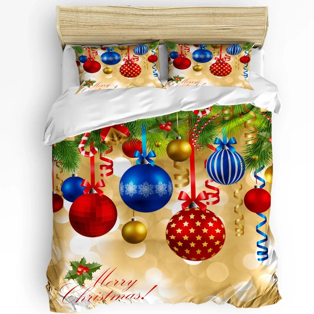 Christmas Winter Snowman Season Pine Trees Bedding Set 3pcs Duvet Cover Pillowcase Quilt Cover Double Bed Set Home Textile