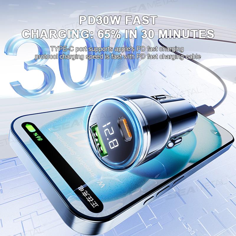SEAMETAL 230W 115W Car Charger With 3 In 1 Fast Charging Cable PD Type C QC3.0 USB C Car Phone Charger For Samsung Iphone Xiaomi