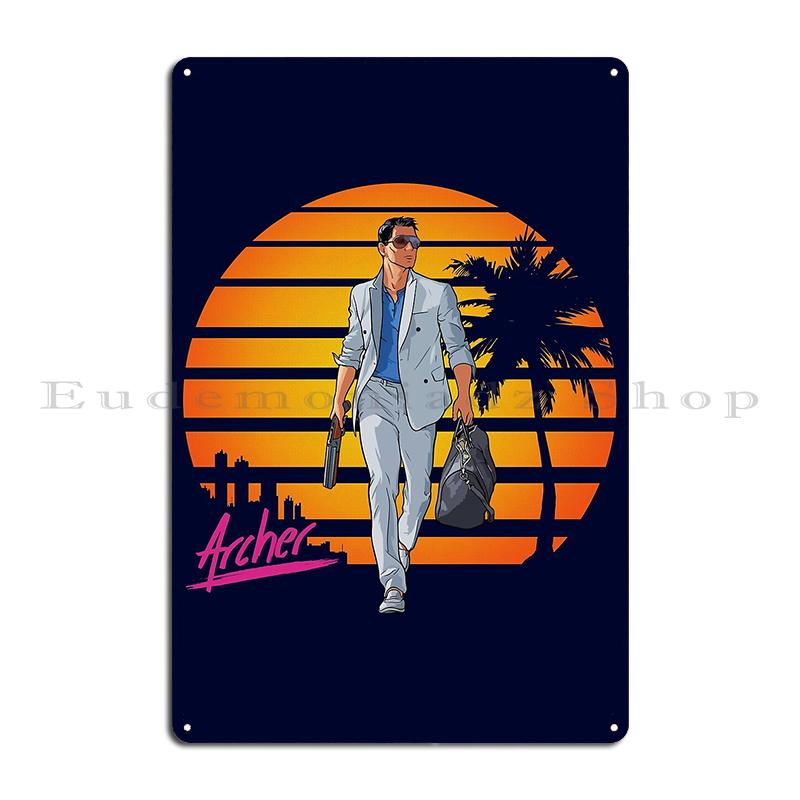 Nacht in Miami: Vaporwave-Vibes Oldtimer in Vice City Metalldekoration Clubparty Malerei Dekor Kino Blechschild Poster