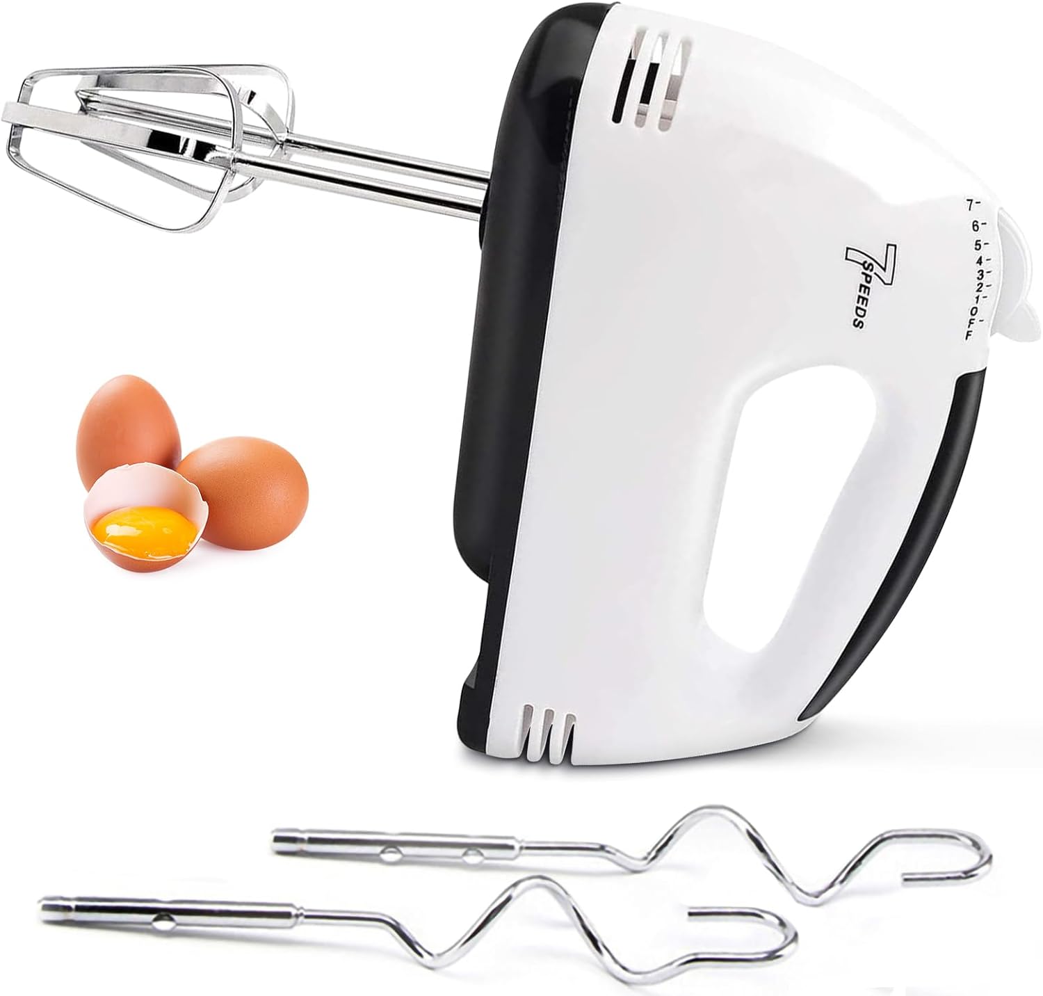 mixer - 7 Adjustable Speed Handheld Mixer Electric Whisk with 5 Stainless Steel Accessories, Turbo Boost/Self United States