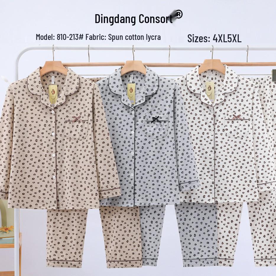 

Dingdang Guifei Women s Long Sleeve Pajama Set - Turn-Down Collar, Comfortable Autumn/Winter Homewear 5XL