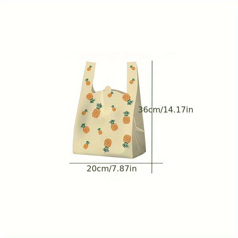 50Pcs Plastic Tote Bag Cute Fruit Vest Bag Tote Takeout Doggy Bag Cute Shopping Bag with Handle