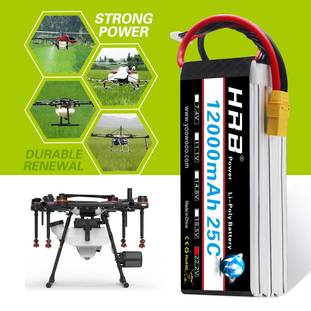 HRB 12000mAh 25C 6S LiPo Pack with XT90 Plug for DJI DJ1 S800 DJI S900 Walkera QR X800 and Other Multicopter 22.2V S1000,