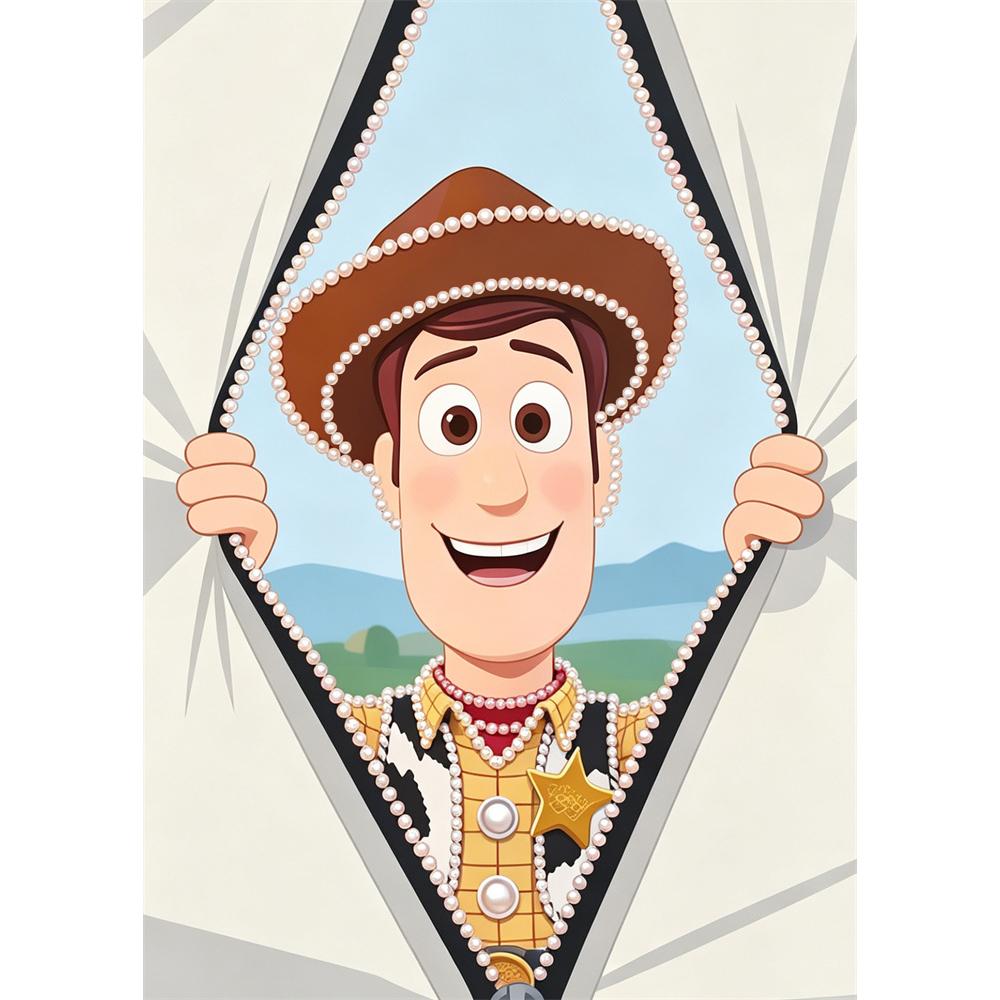 

Disney Pearl Painting Toy Story Cowboy Woody Handmade DIY Pearl Gemstone Painting Pictures Crafts Special Shape Home Wall Decoration 30x40