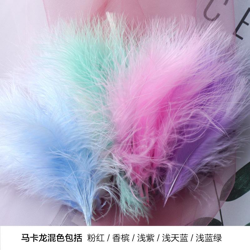 50Pcs Macaron Feather Color Turkey Full Velvet, Dream Catcher Hair Accessories Diy Handmade Materials Bouquet Stage Wedding Decoration