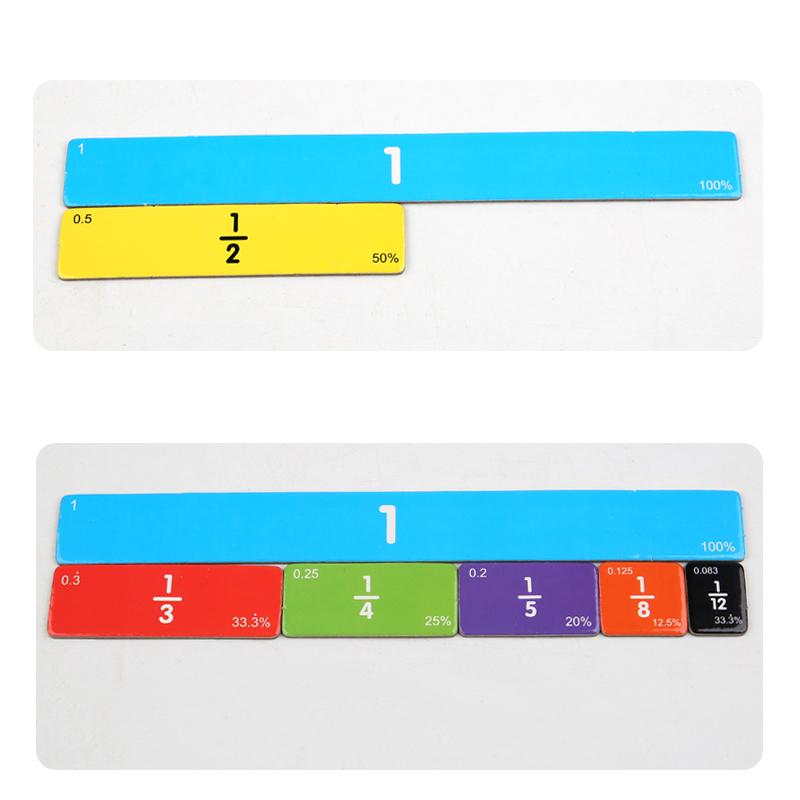 Wooden Math Fraction Learning Set With Card Fraction Decomposition Plate Montessori Teaching Aid Children Educational Math Toys