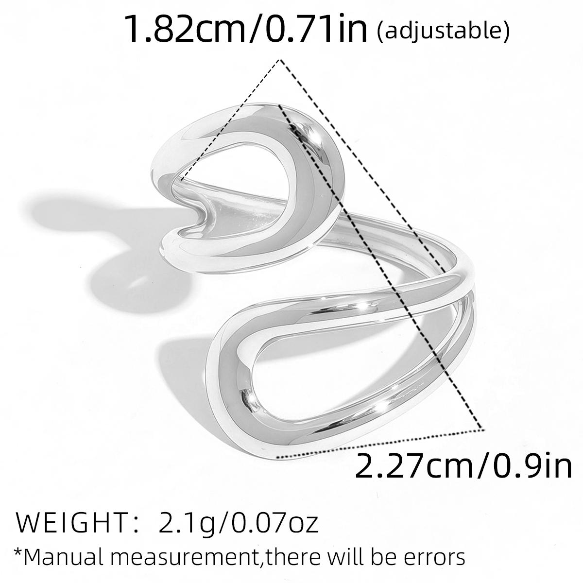 

Fashion Geometry Stainless Steel Waterproof Open Ring Personality Charms PVD Real Gold 18K Plated Trendy Zircon for Women resizable
