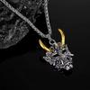 New Horn Prajna Ghost Titanium Steel Pendant Necklace Retro Mask Hip Hop Jewelry Accessories