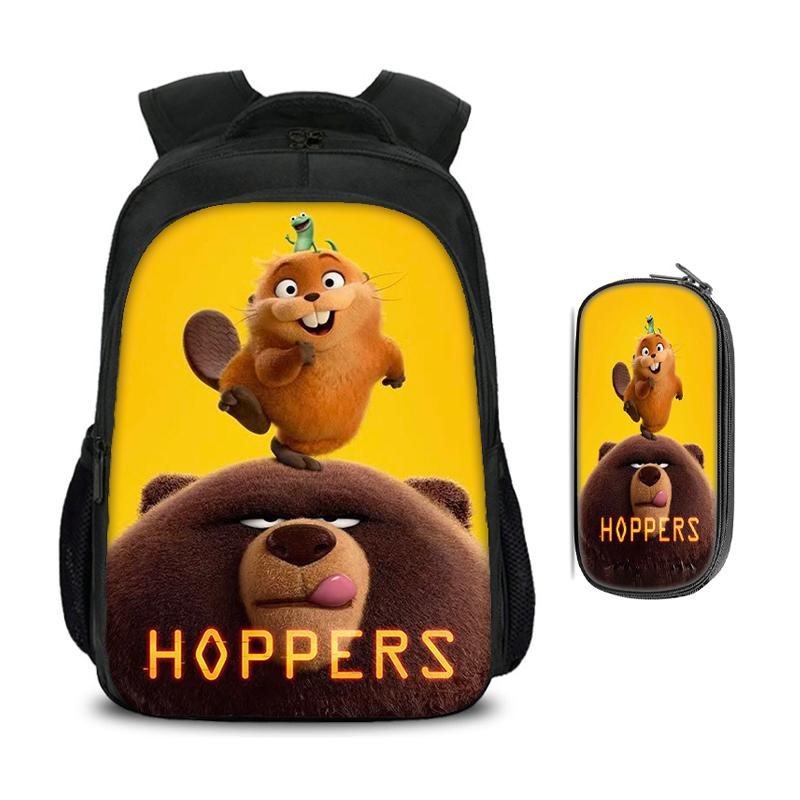 2 stuks/set Kinderen School Dubbellaags Rugzak Hoppers Rugzak, Etui Schooltassen Mochila Cartoon Film Rugzak