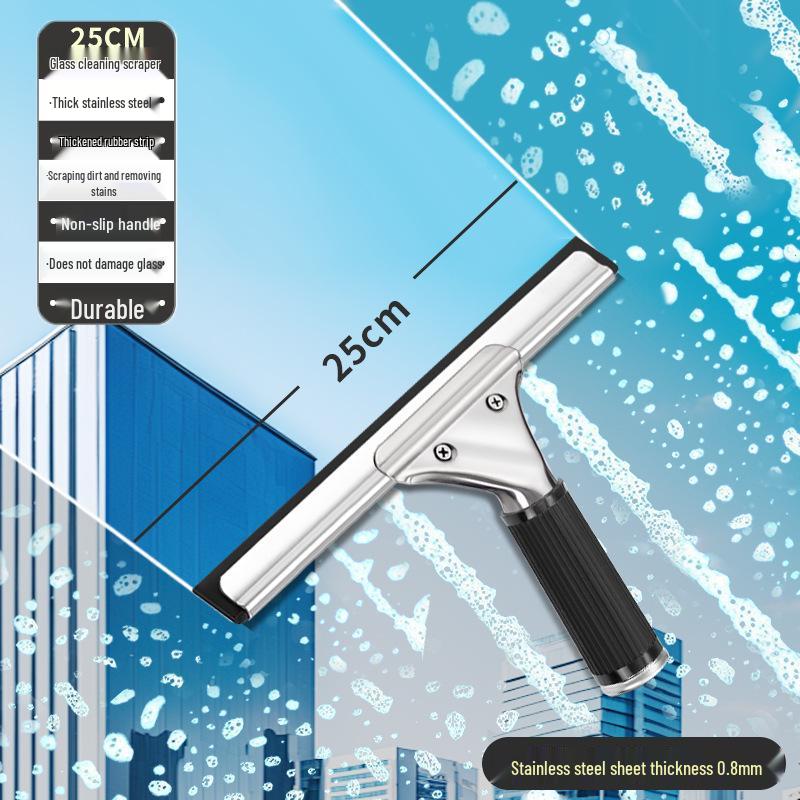 Stainless Steel Glass & Window Cleaning Scraper with Retractable Squeegee