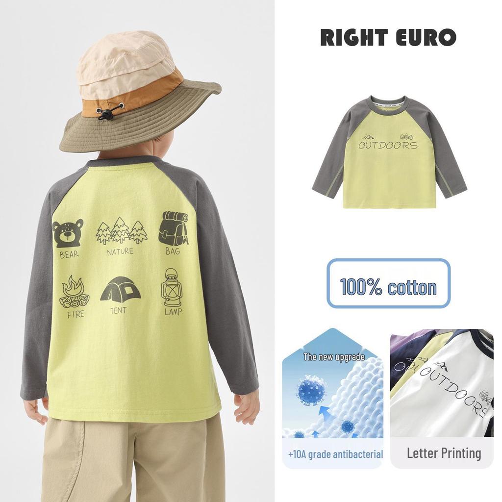 European Boys' Cotton Long-Sleeve T-Shirt, Spring 2026 Collection - Toddler & Kids Base Layer for Spring/Autumn